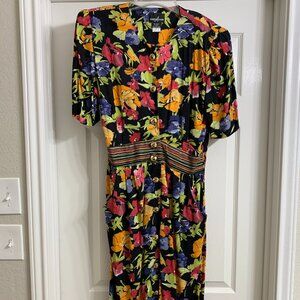 Positive Attitude Women's Black Floral Dress, Size 12